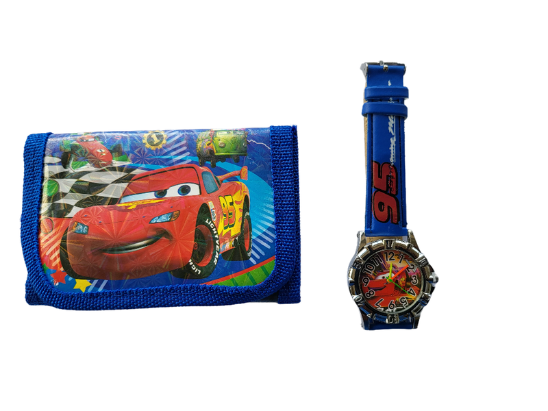 Cartoon Cars Analogue Watch and Wallet Combo