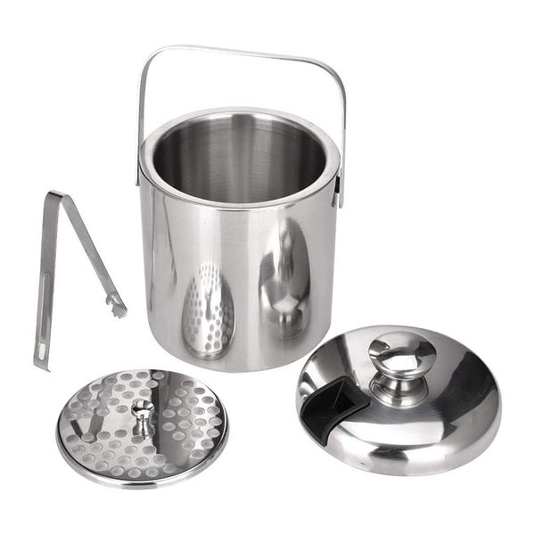 Stainless Steel Ice Square Container Double Walled 1.3L with Lid