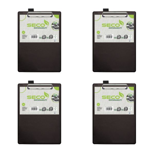 Seco Single Black A4+ PVC Clipboard - Pack of 4
