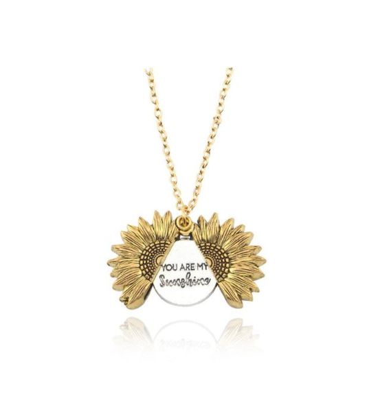 Nosbar Sunflower Pendant Necklace - You Are My Sunshine Vintage Look