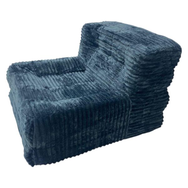 Super Soft Dark Blue Fluffy Boneless Single Sofa - Luxurious Plush Comfort