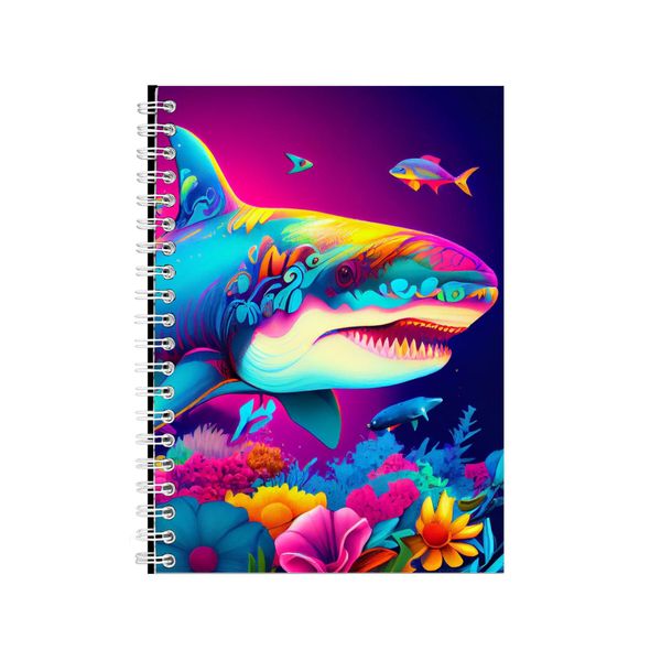 Neon Shark Floral Notebook Animal Gift Idea Notepad Pad 74