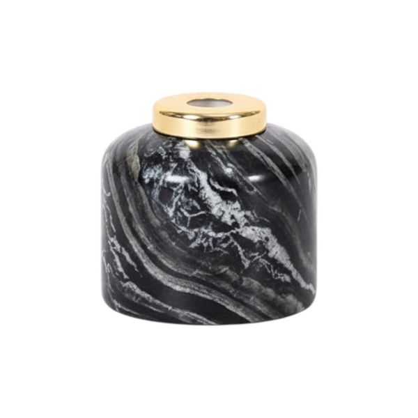 Luxury Marble Design Round Diffuser Bottle - Black/Gold