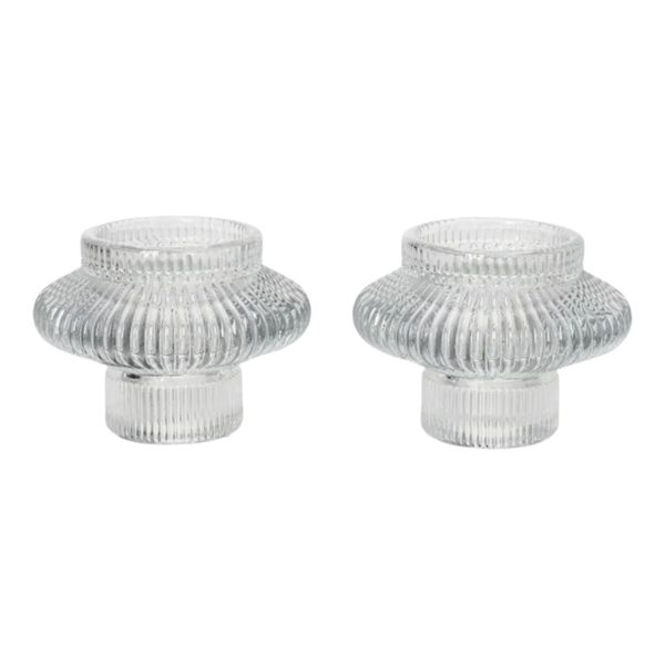 Glass Candle Holder Set 2Pieces 7.5cm