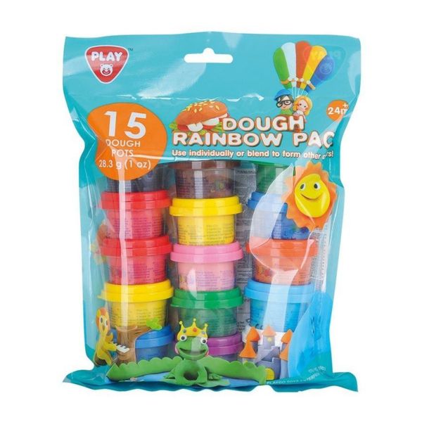 Playgo Play Dough Rainbow Colours Pack (15 Mini Tubs of 28g Each)