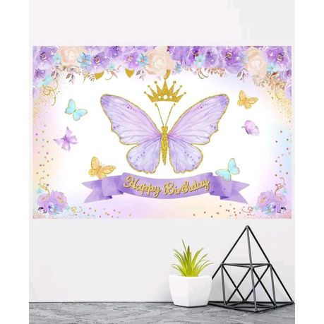Kids Birthday Party Table & Photography Backdrop - Purple Butterfly | Buy  Online in South Africa 