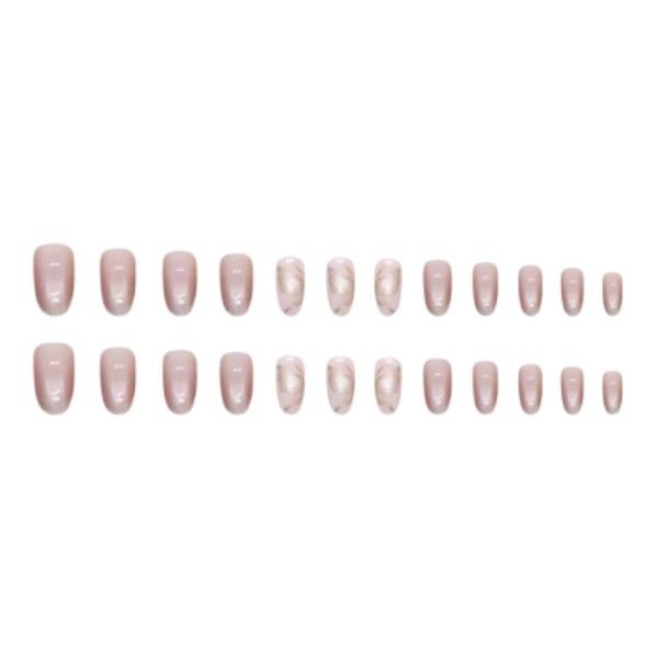 24 Piece - Short Oval Faux Rhinestone Nails - Multicolor