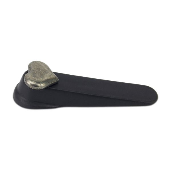 Door Stop - Rubber - Rustic Brass Heart Pendant - Black