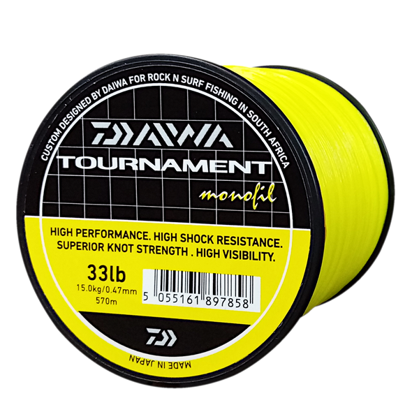 Daiwa Tournament Nylon Fishing Line 15KG/33Lb .47MM Colour Yellow 570m Spool