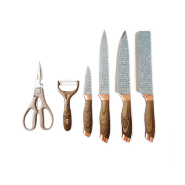 6-Piece Stainless Steel Knife Set with Sharp Blades and Non-Stick Coating