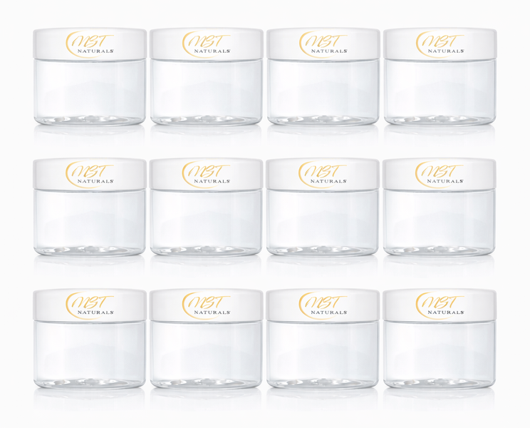 NBT Naturals -250g PET Jar Clear with White Lid - Wide Mouth -50Pack