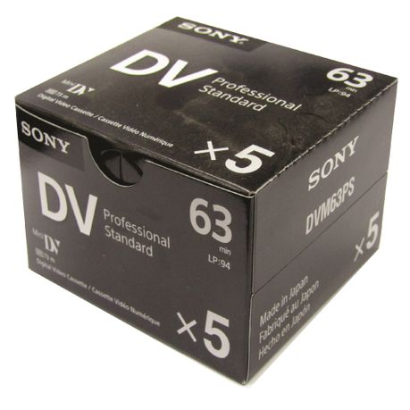 5 Pack Sony DVM63PS MiniDV 63min Professional Standard 