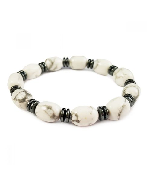 Howlite Nugget &amp; Haematite Abacus Bracelet