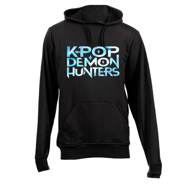 Black Brushed Cotton Hoodie - KPOP Demon Hunters Blue