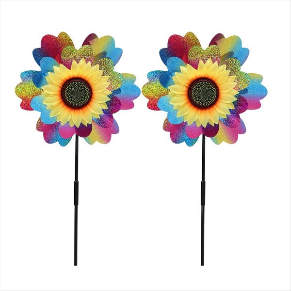 Rainbow Color Ponheels Glittery Wind Wheels Wind Spinner