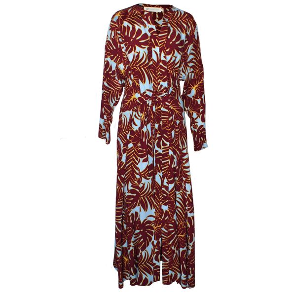 Everywhere Maxi Dress in Maroon Leaf