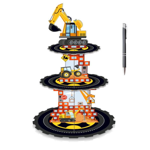 Kids Party Excavator/Truck Cupcake Stand with Added Pen