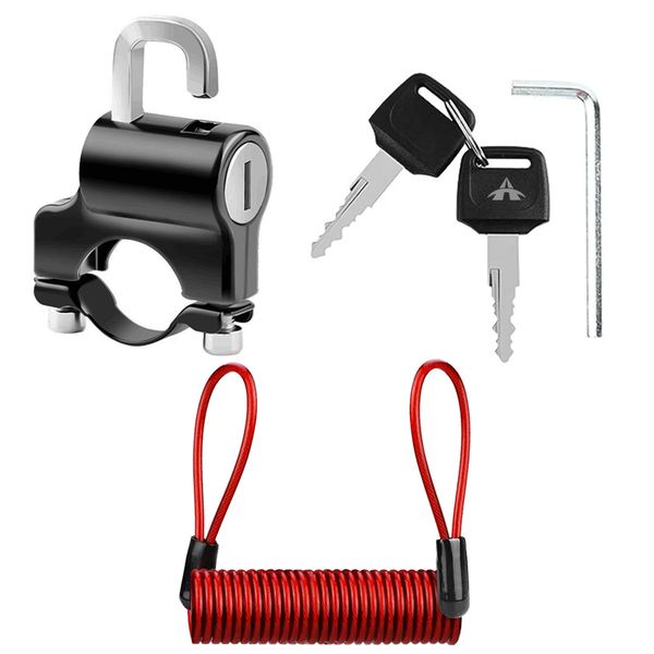 Universal Motorcycle Helmet Security Lock with Red Reminder Rope