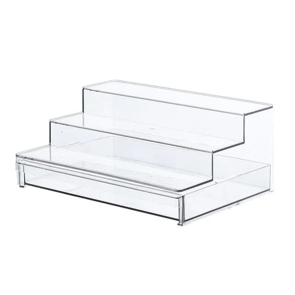 Portable Clear Kitchen Spice Ladder and Makeup Storage Rack With Drawer