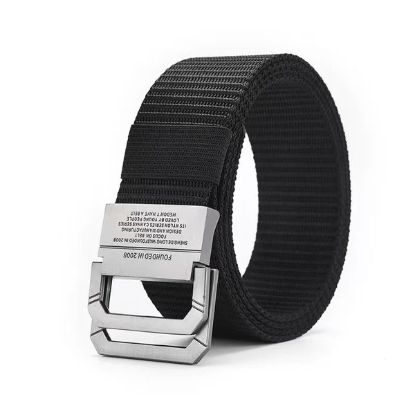 Double-buckle Elastic Canvas Narrow Belt, Woven Belt