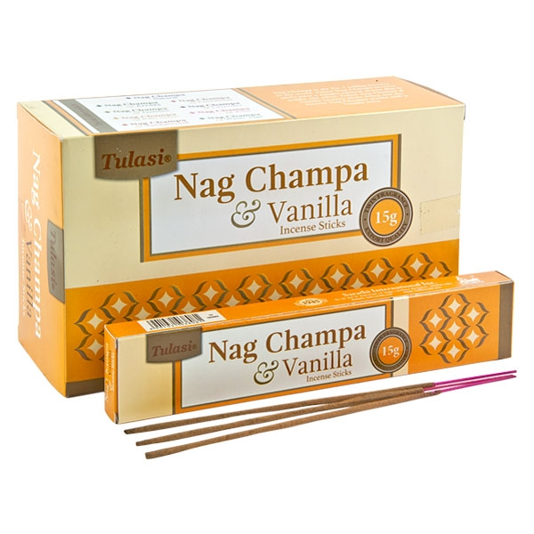 Tulasi Nag Champa &amp; Vanilla Incense Sticks -12 Pack
