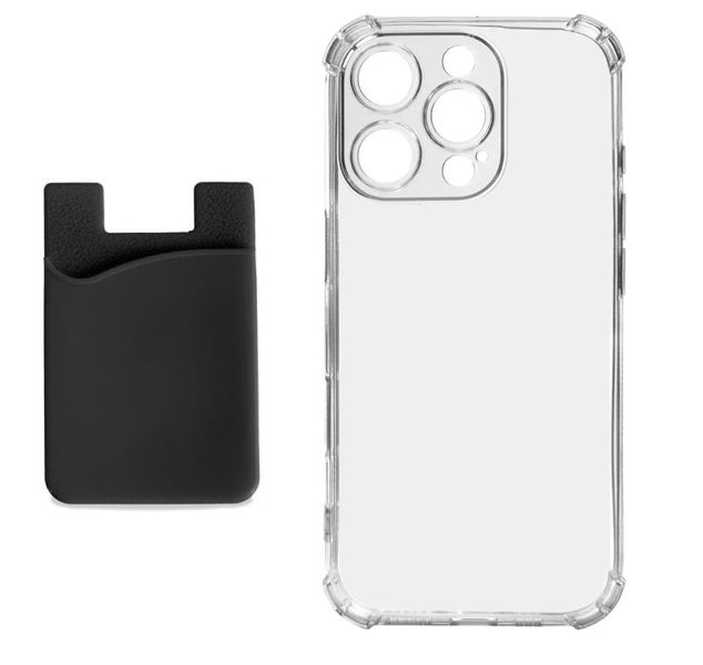Clear Cover For 16 Pro - Cover with Rubber Card Holder - Orange