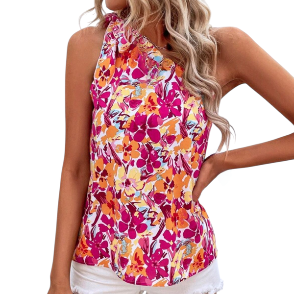 Women's One-piece-Shoulder Floral Blouse