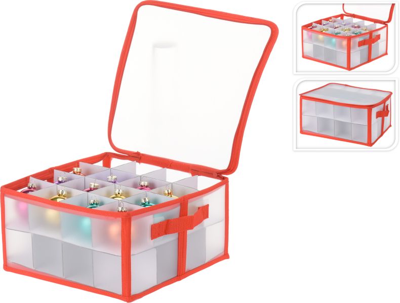 Christmas Ornament Storage Box - 32-Section Zip Cube for 8cm Baubles