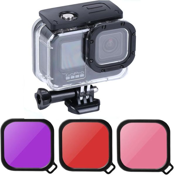 3 Pack Dive Filter Kit + Waterproof Case for GoPro Hero 12 Black (2023)