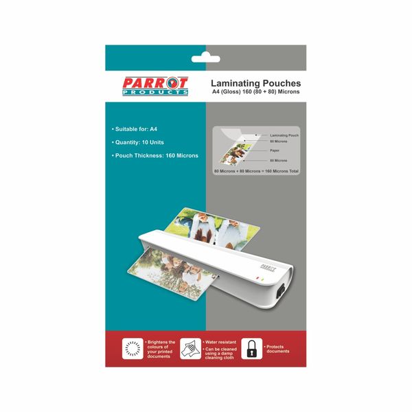 Parrot Laminating Pouch A4 160(80+80) Micron - Pack of 10