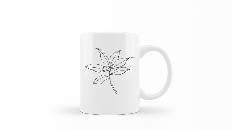 Designer Line Art Coffee Mug - Abstract Leaf 2