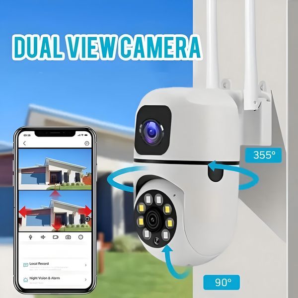 1080P Camera Home Security, Indoor Camera Dual Lens, WiFi HD Night Vision