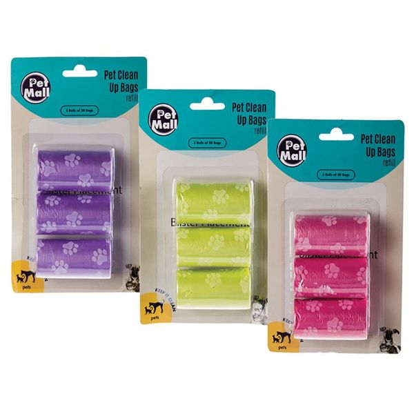 Bulk Pack x 3 Pet Dog Clean-up Bags Refill 3x20's