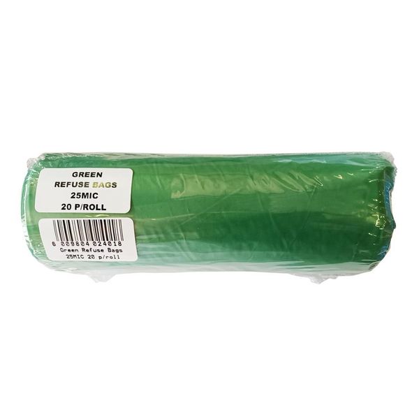 Refuse Bag Green 25Mic 20 Piece