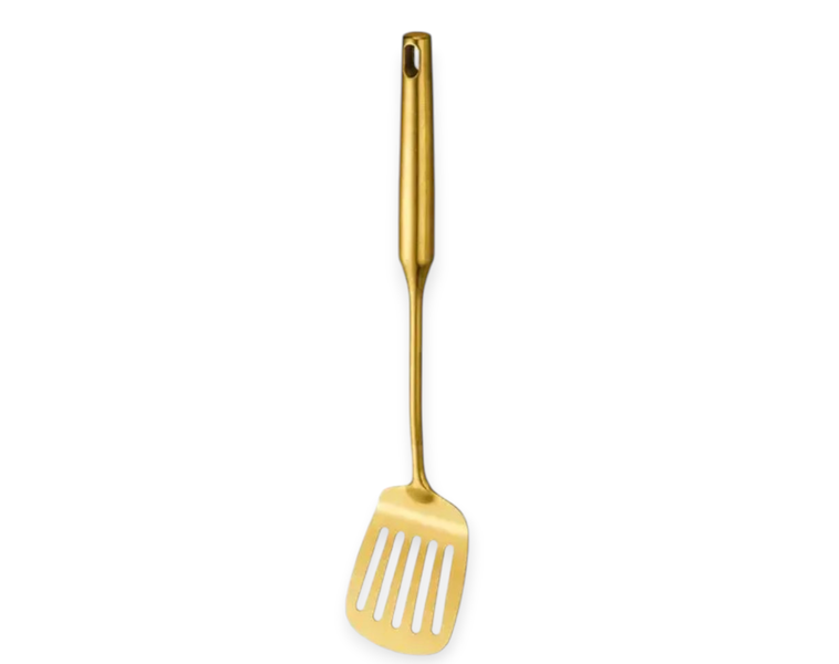 Gold Stainless Steel Slotted Turner / Cooking Spatula