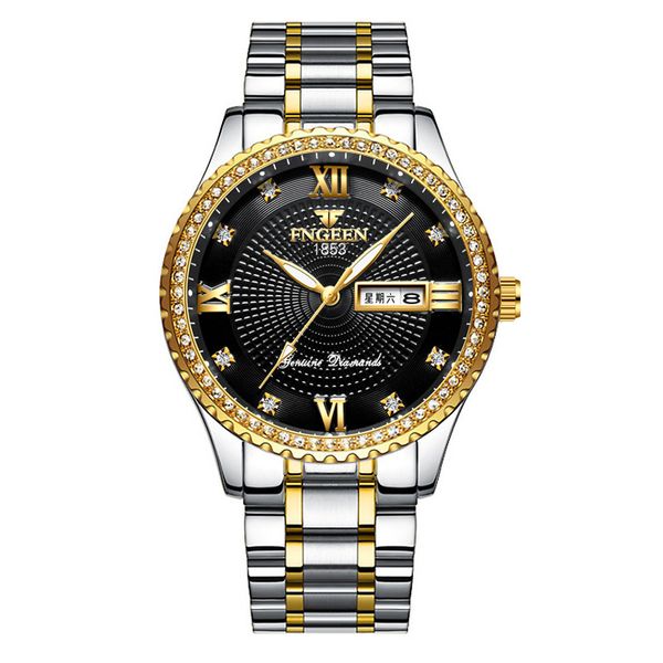 Int celebrity watches, men's luxury gold non mechanical watches, stain