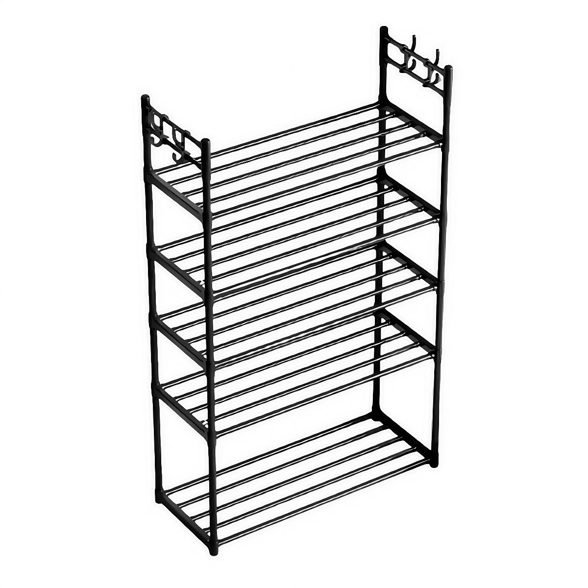 5-Tier Boots Organizer Storage Sturdy Shoe Shelf - Black