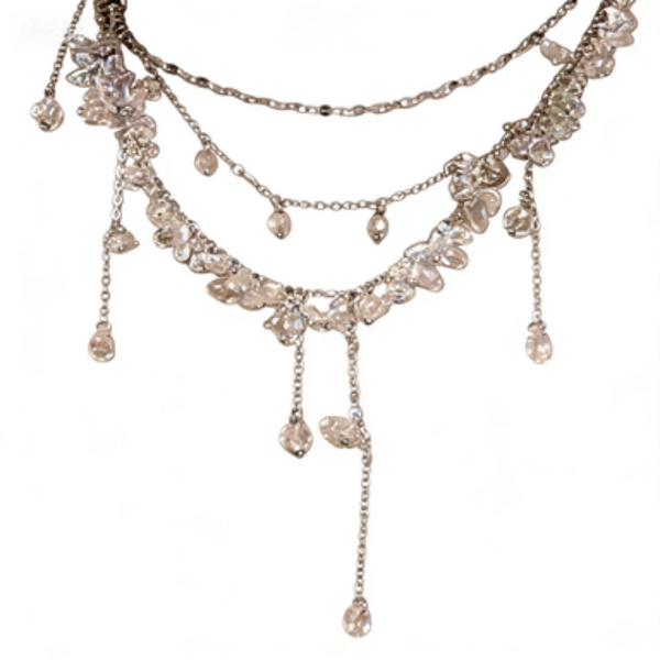Fresh and Sweet Korean Version, Niche Imitation Crystal Multi-Layer Layered