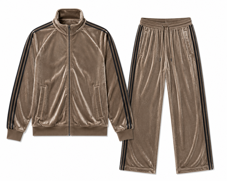 Men's Velour Stripe Tracksuit Set