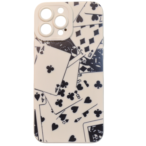 High Quality Card Deck Design Phone Case For iPhone 13 Pro Max -Black/White