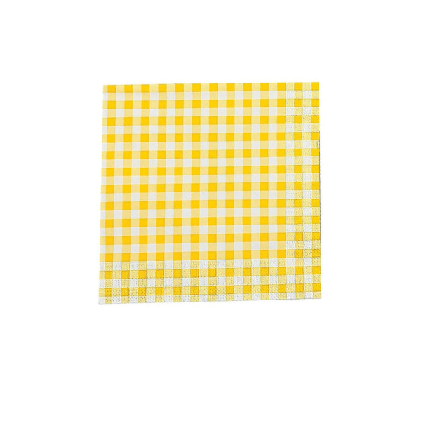 Disposable Serviettes - Yellow - Chequered- 1 Ply - 50 Piece