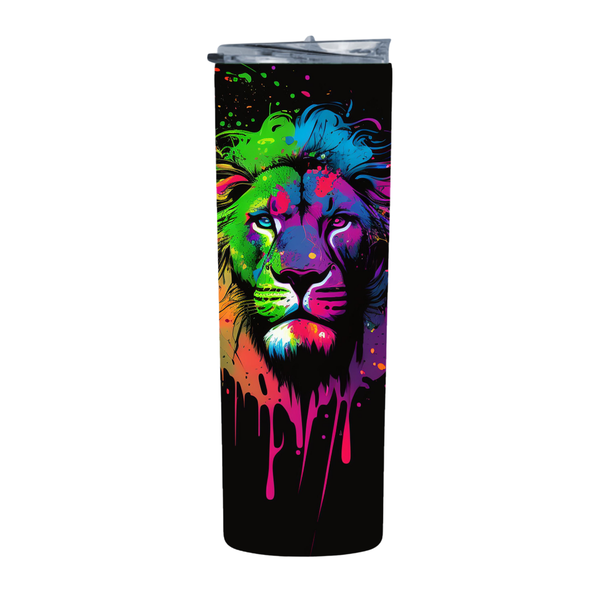Lions Neon Rainbow Splatter 20 Oz Straight Skinny Tumbler 211