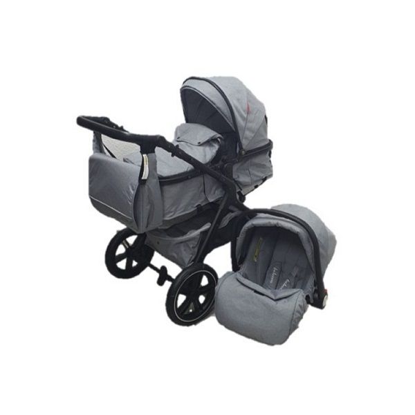 Belecoo X1 Baby Stroller 3 in 1 Foldable Pram Light Grey /Black