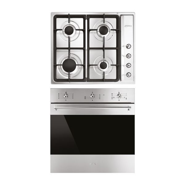 Smeg Classica Oven and hob Set SF6385XSA+PS60GHC