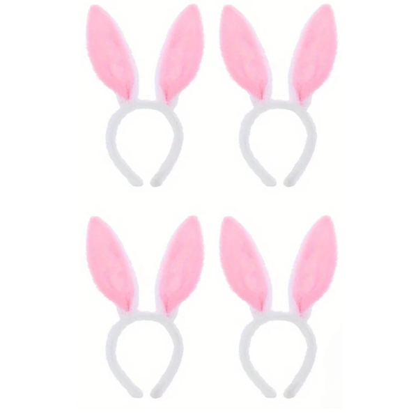 4-Piece Soft Pink Faux Fur Rabbit Ear Headbands