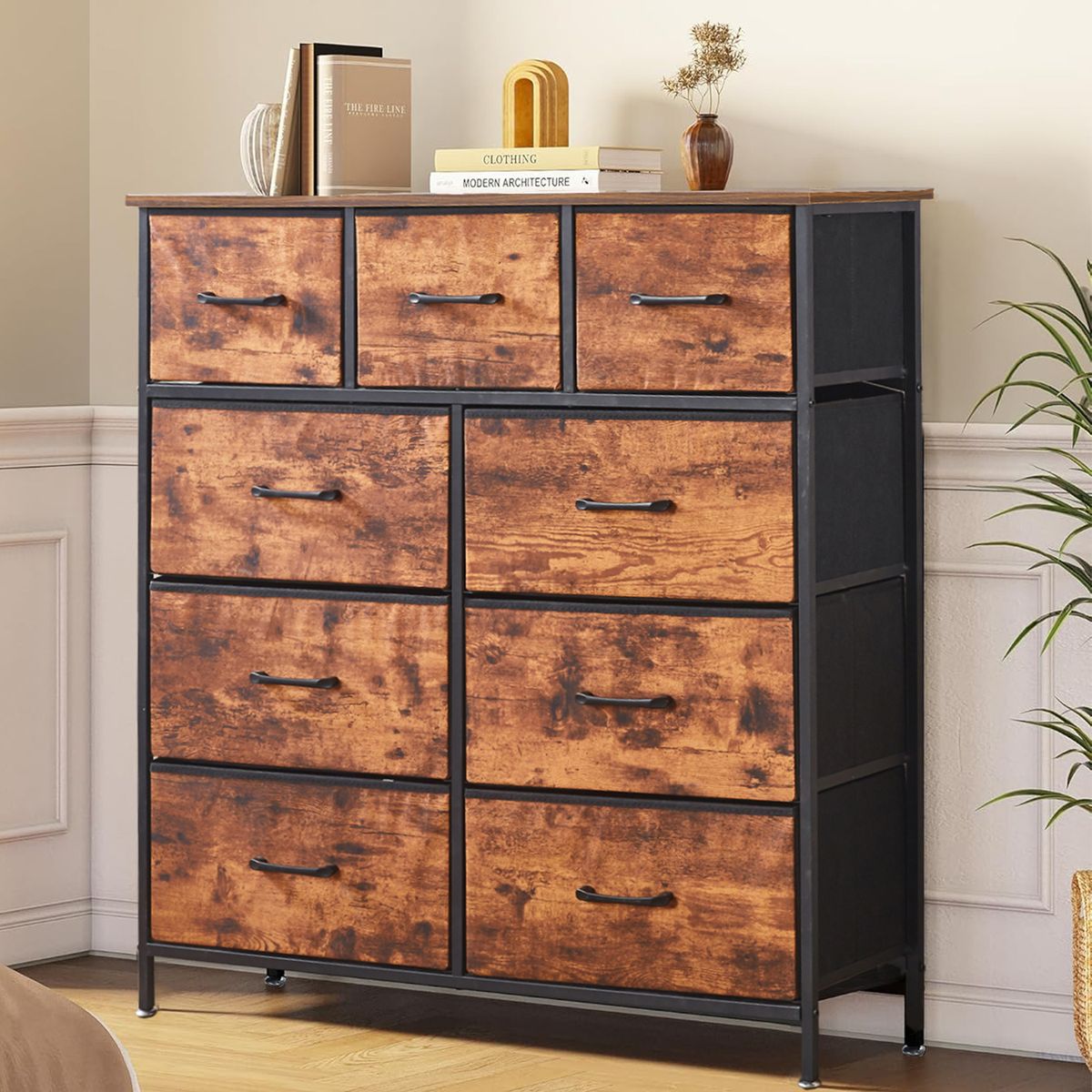 Storage Cabinet 9 Drawers Dresser Organizer Chest of Drawers TV Stand