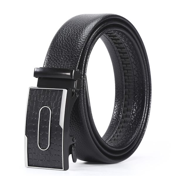 Crocodile Pattern Clasp Men Business Casual Belt Fashion Automatic Buckle