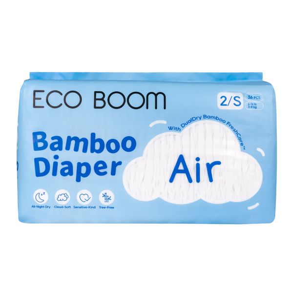 Eco Boom - Air Bamboo Baby Nappies Pack of 36 - Small