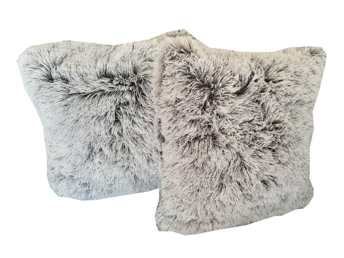 Fluffy Scatter Cushions - Set of 2 - 40x40cm - Grey