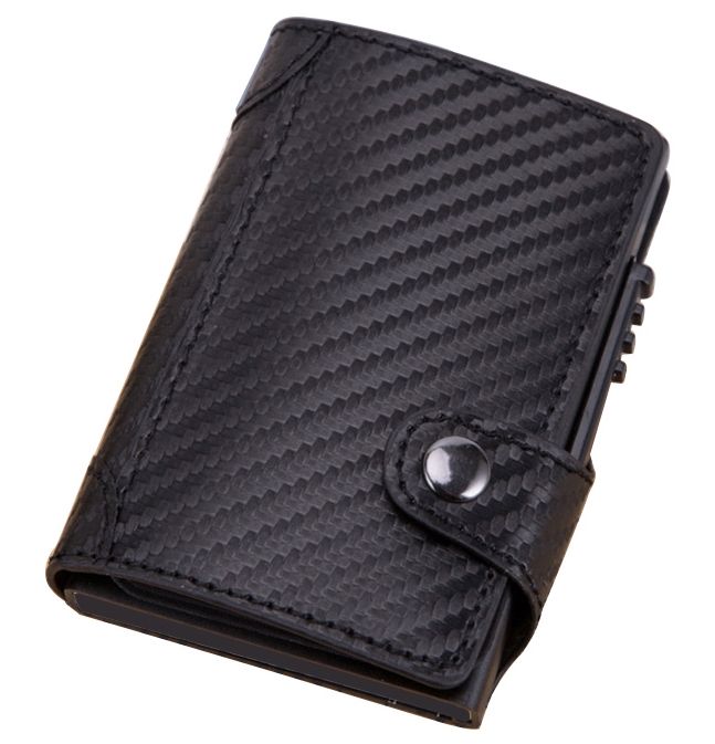 Anti-theft RFID Slide Out Aluminum and PU Leather Credit Card Wallet